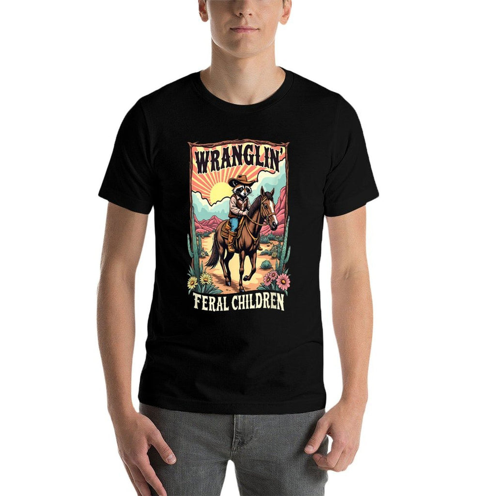 Vintage Wranglin Feral Children Raccoon Meme 90s Western  Wrinkle-resistant T-Shirt