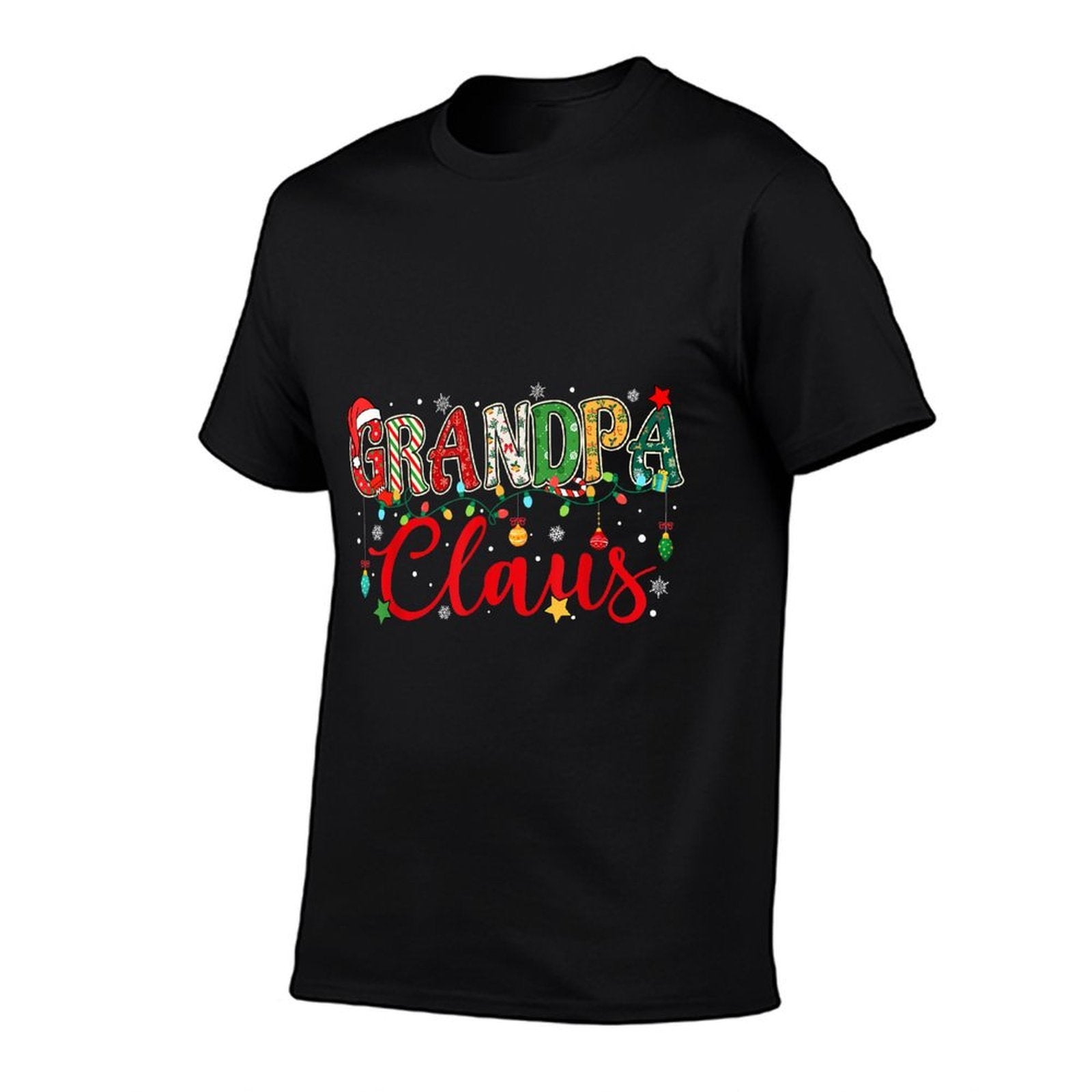 Grandpa Claus Christmas Lights Pajama Family Matching Men  Oversized Silhouette T-Shirt