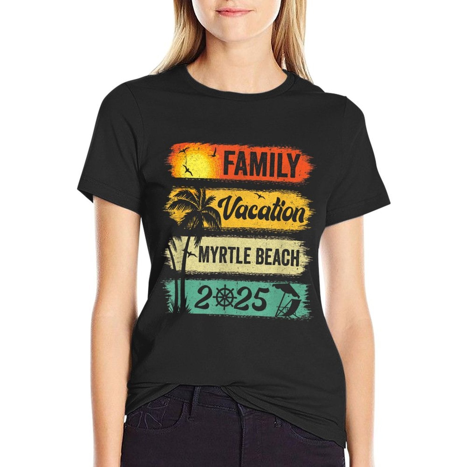 Family Myrtle Beach Vacation 2025 Funny Matching Group  Wrinkle-resistant T-Shirt