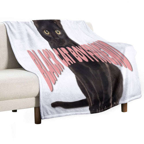 Black Cat Boyfriend Print Gift-ready Throw Blanket