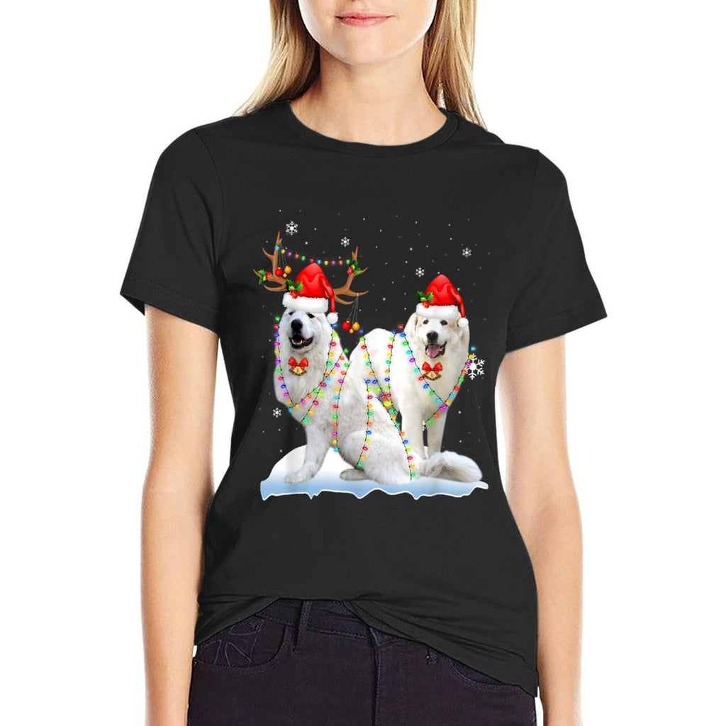 Great Pyrenees Christmas Tree Lights Reindeer Santa Xmas  Trendy Pattern T-Shirt