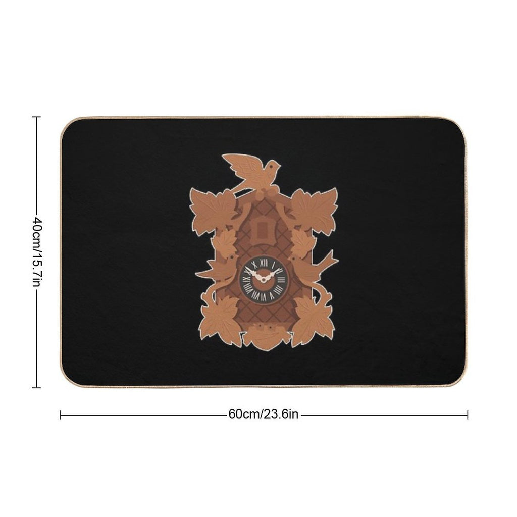 Cuckoo Clock Black Forest House Illustration.  Stain-Proof Bath Mat