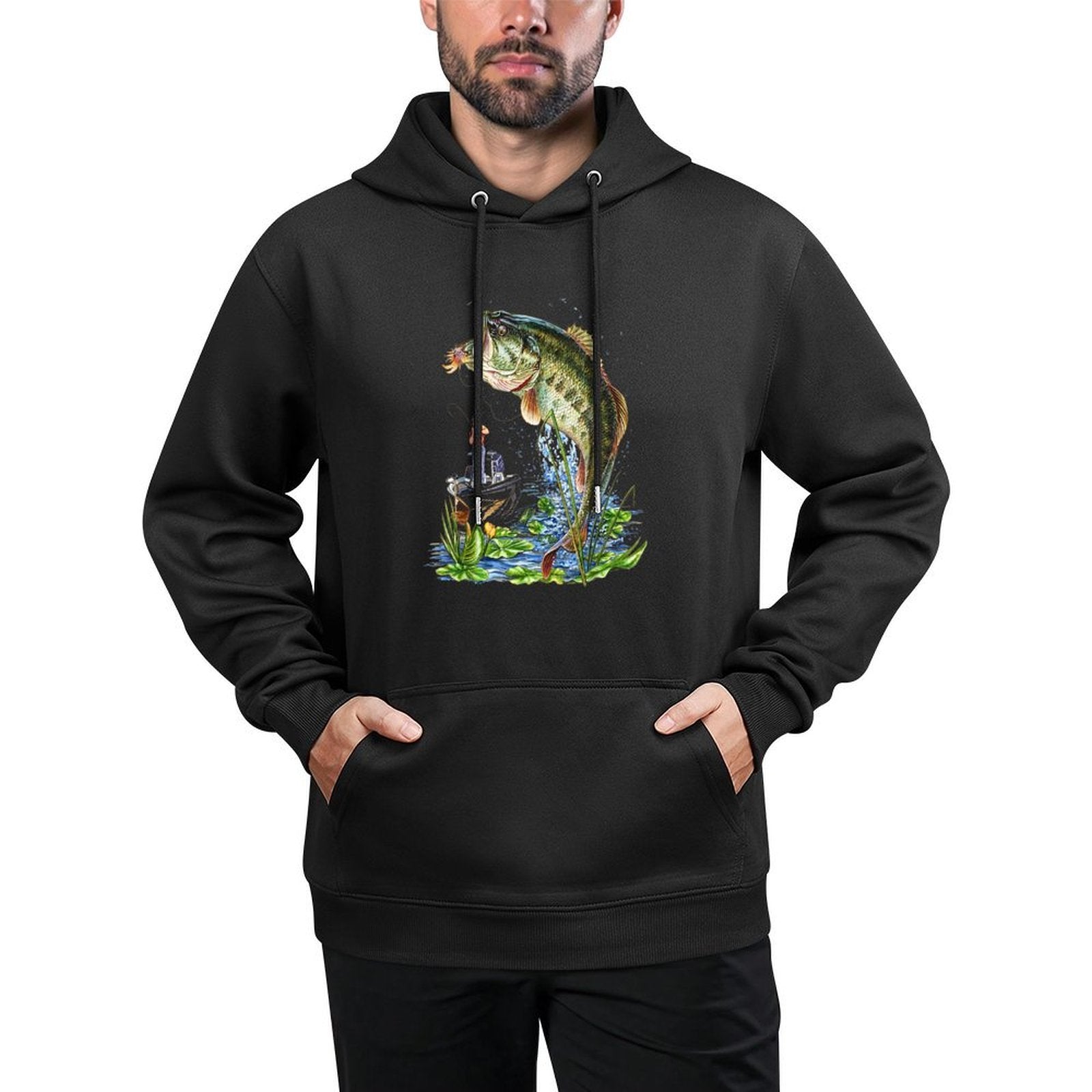 Fishing Graphic Large Mouth Bass Fish Customizable Surface Hoodie