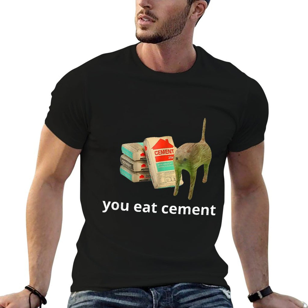 I Eat Cement Cursed Cat Funny Oddly Specific Dank Meme  Durable T-Shirt