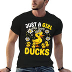 Cute Duck Lover Girls Kids Just A Girl Who Loves Ducks  Trendy Pattern T-Shirt