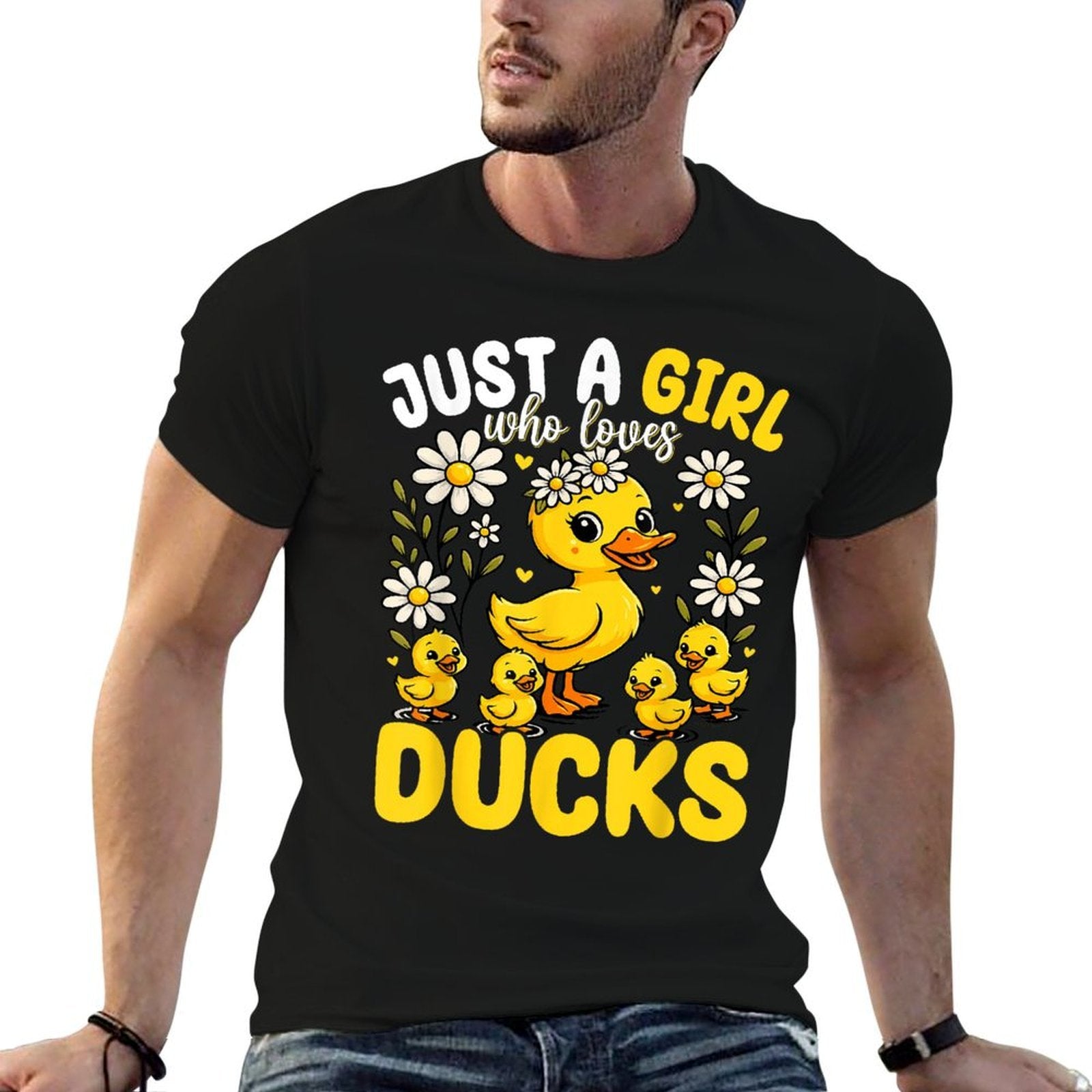 Cute Duck Lover Girls Kids Just A Girl Who Loves Ducks  Trendy Pattern T-Shirt