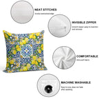 Bright Mediterranean Sicilian Tiles with Citrus Lemons Soft Style Accent Throw Pillow