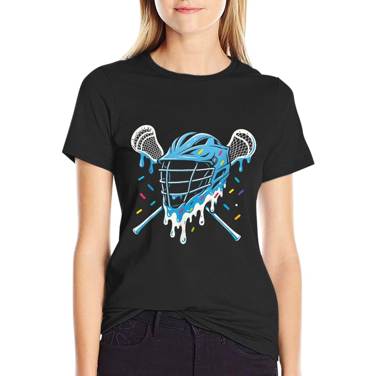 Lacrosse Ice Cream Drip Lax Boys Helmet Stick Youth Players  Slim-fit Cut T-Shirt