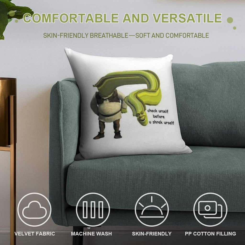Check Urself before U Shrek Urself Meme Soft Style Accent Throw Pillow
