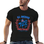 All American Cowgirl Sweetheart Club 4th Of July Western Comfortable T-Shirt