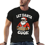 Let Santa Cook Funny Christmas Cookies Cool Holiday Rizz  Fade-proof Color T-Shirt