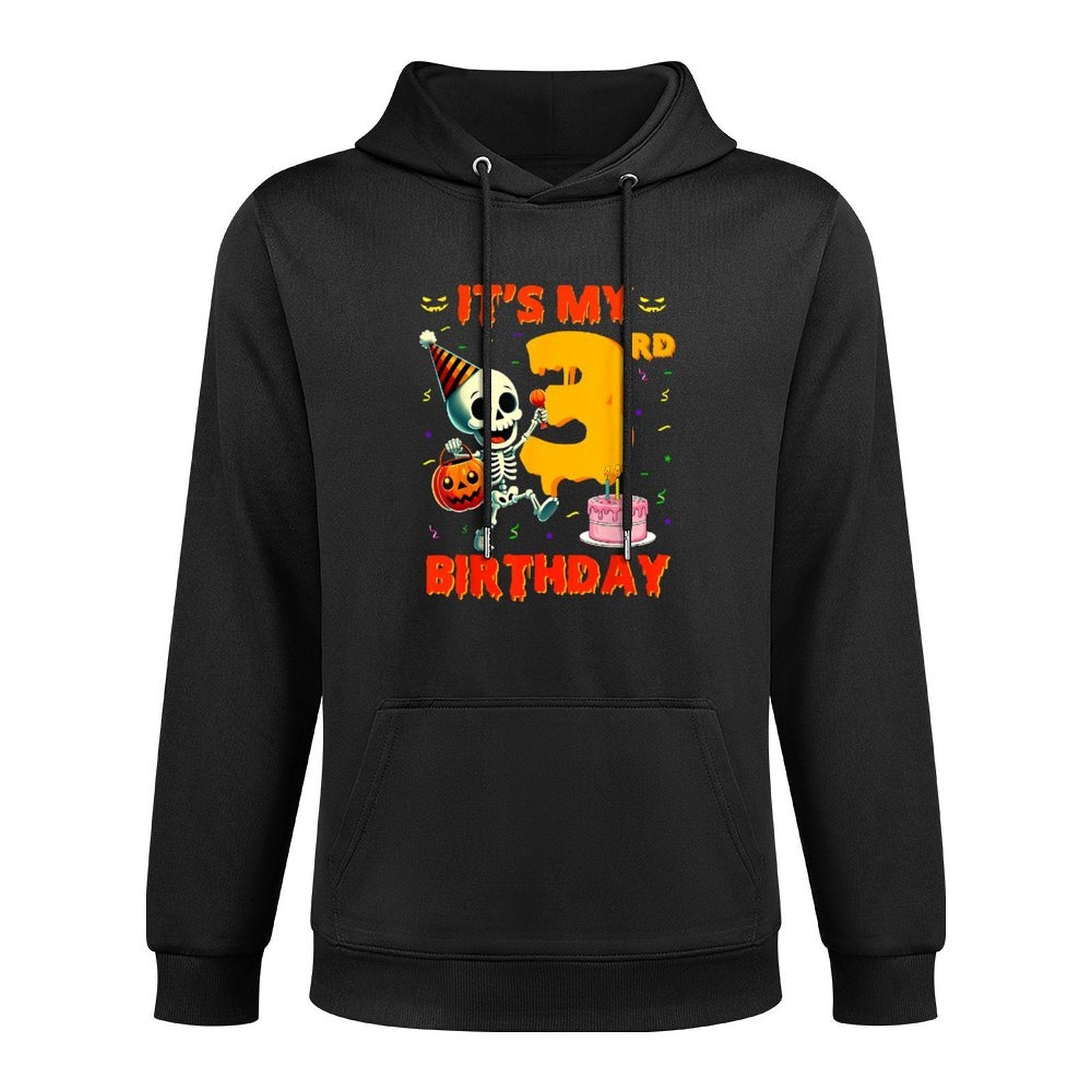 Kids Boo It's My 3rd Birthday Halloween Skeleton 3 Years Old Shape Retention Hoodie