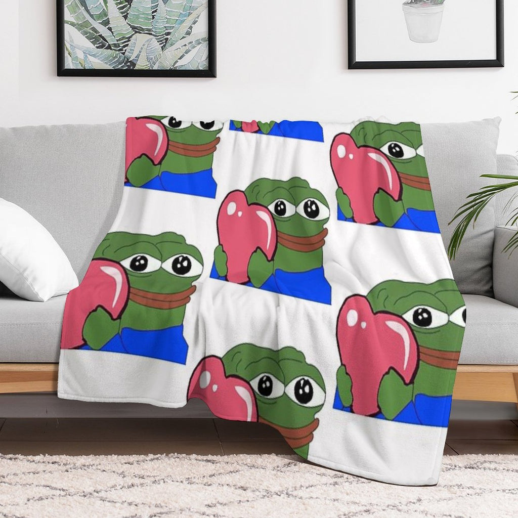 Peepo Heart Pepe Love Wrinkle-free Throw Blanket