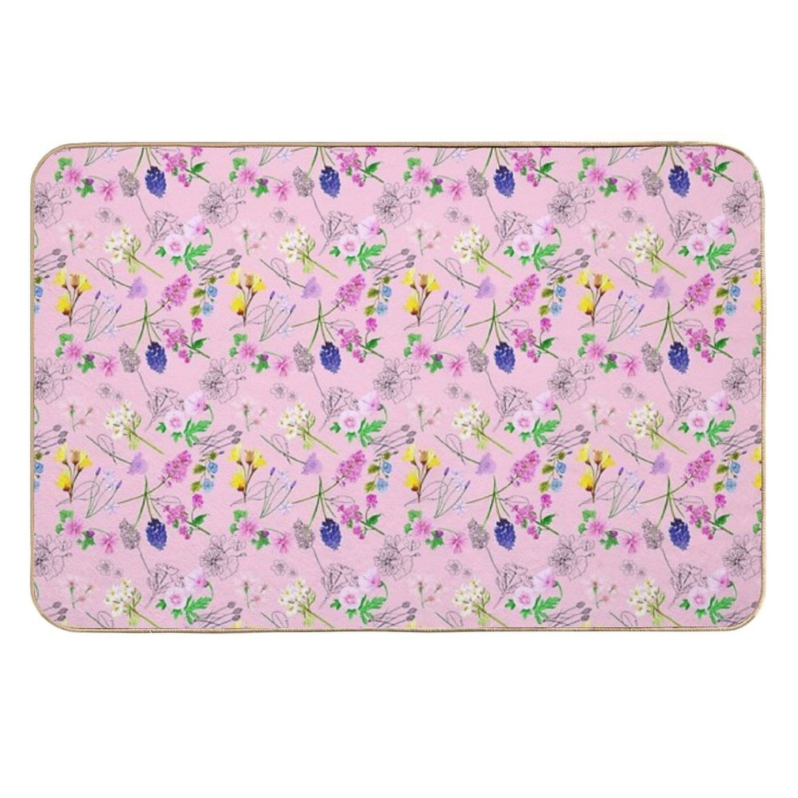 Wild Flower Pink  Stain-Proof Bath Mat