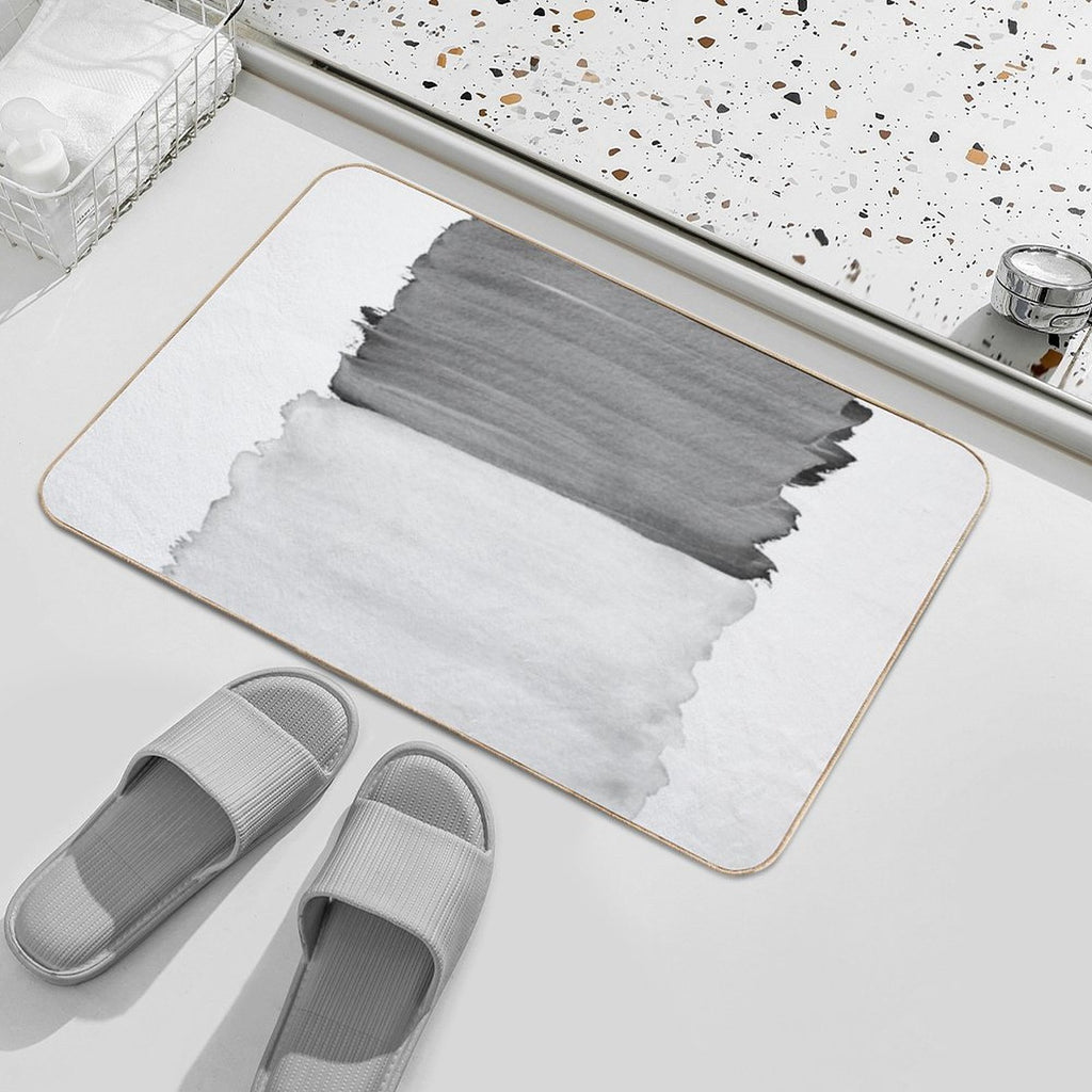 Gray Black White Abstract Minimalism #1 #minimal #ink #decor #art  Easy To Clean Bath Mat