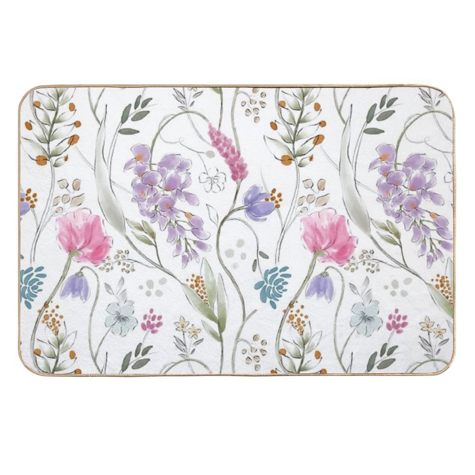 Colorful Flowers And Leaves  Odorless Bath Mat