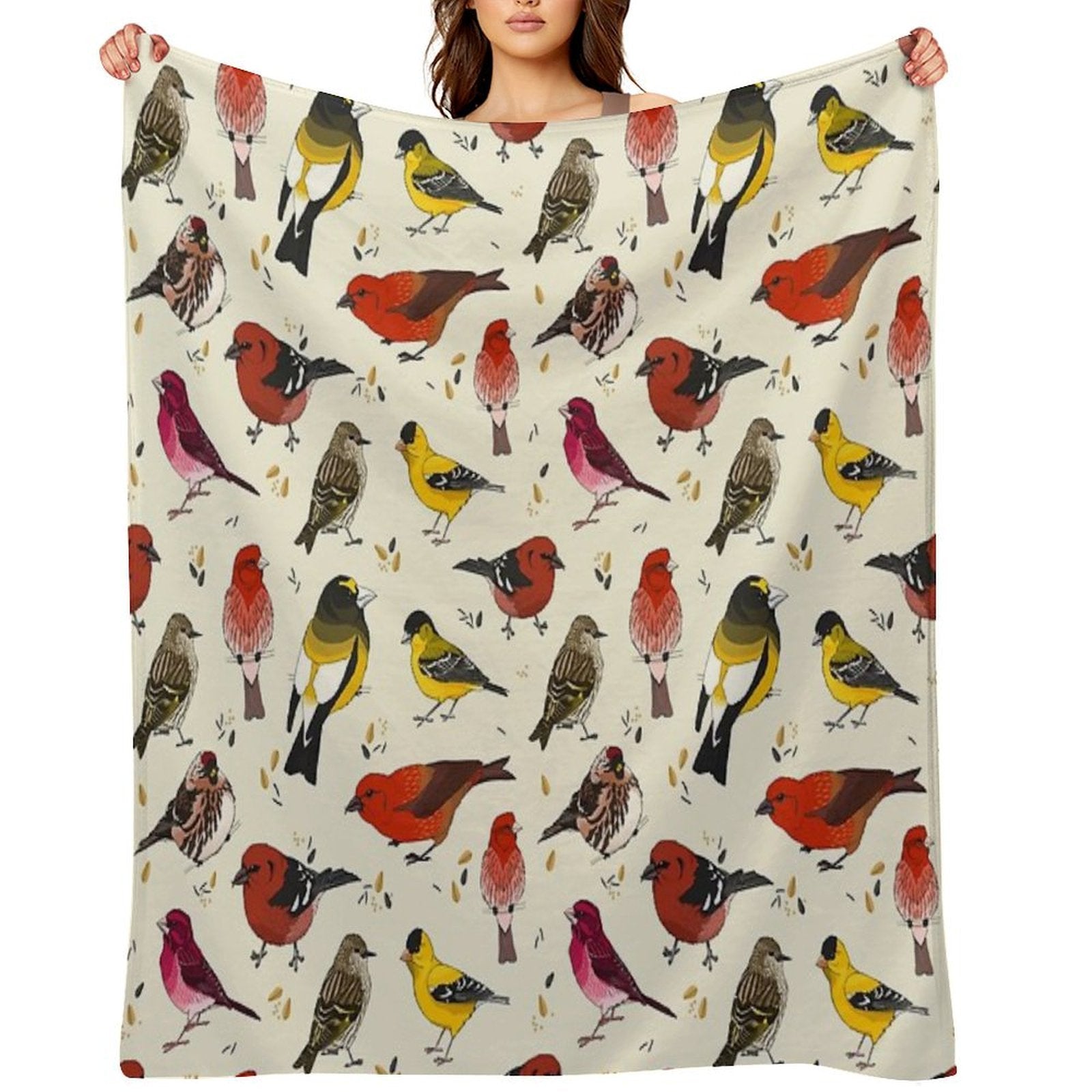 North American Finches Plush Throw Blanket