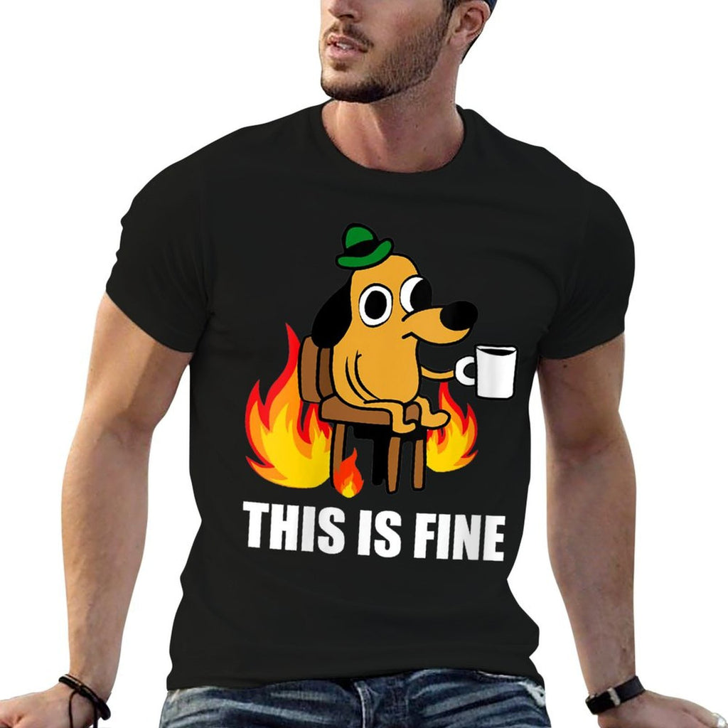 Womens This Is Fine Dog Internet Meme Burning San Francisco  Eco-friendly Material T-Shirt