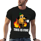 Womens This Is Fine Dog Internet Meme Burning San Francisco  Eco-friendly Material T-Shirt