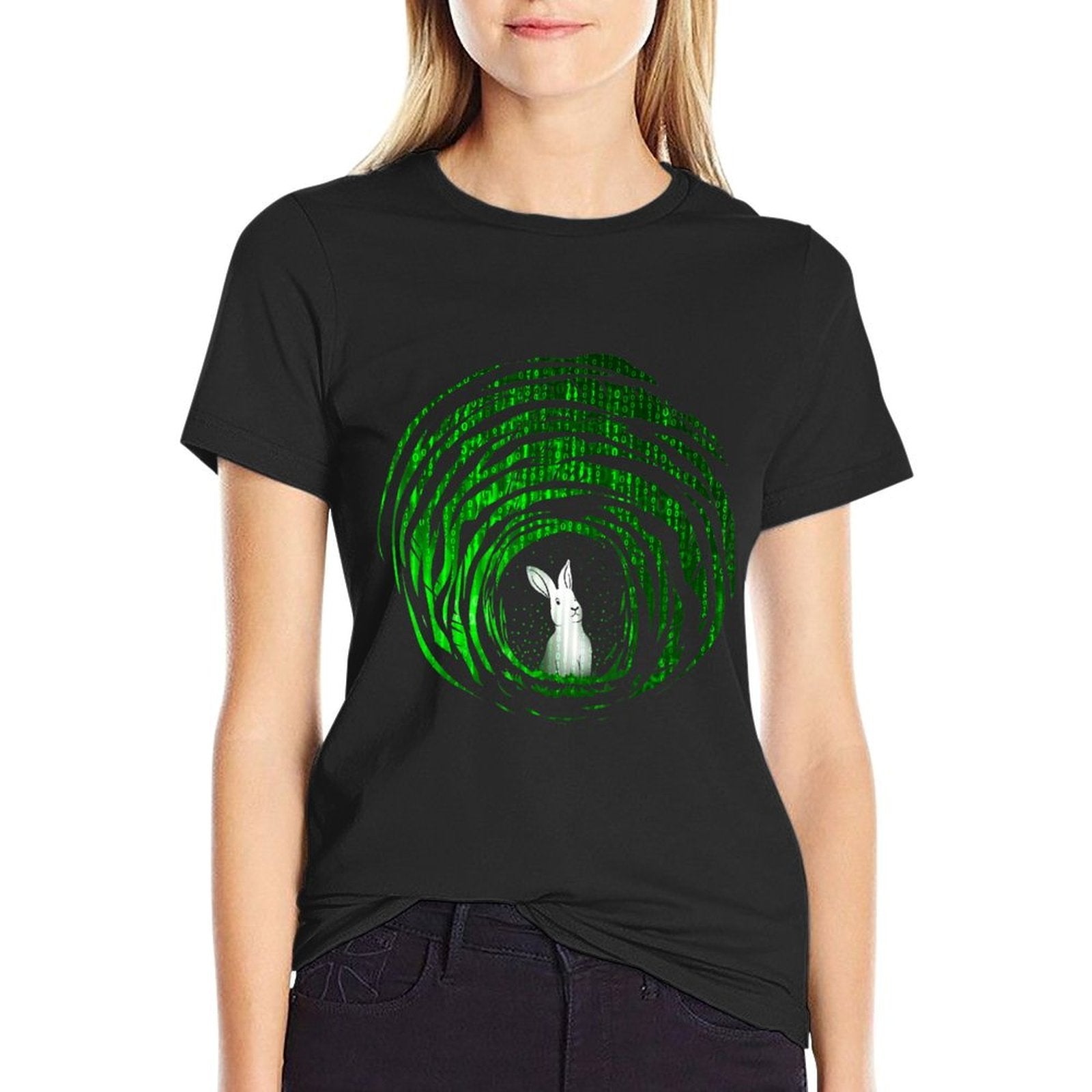 Conspiracy Theories Green Vortex Hole With Rabbit  Slim-fit Cut T-Shirt