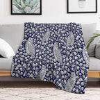 Winter Blue II - Owls And Gingko Leaves Velvety-soft Throw Blanket