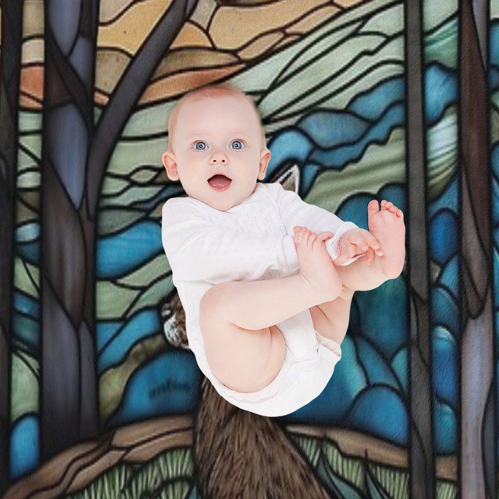 Stained Glass Hare And Moonbeams Eco-conscious Throw Blanket