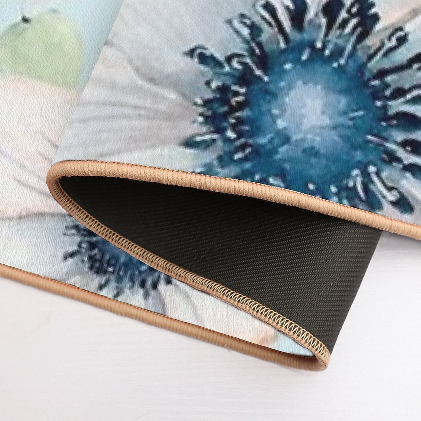 Summer Flowers Light Blue  Rapid-Drying Bath Mat