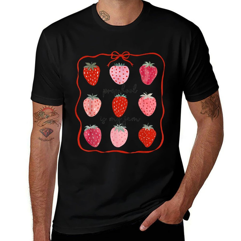 Preschool Is My Jam Strawberry Teacher First Day Of School  Polyester Blend T-Shirt