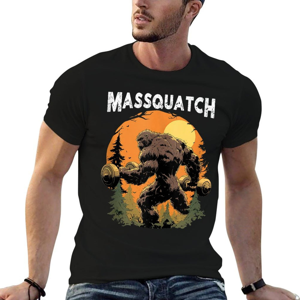 Bigfoot Massquatch Funny Sasquatch Workout Gym Weightlifter  High-quality Stitching T-Shirt