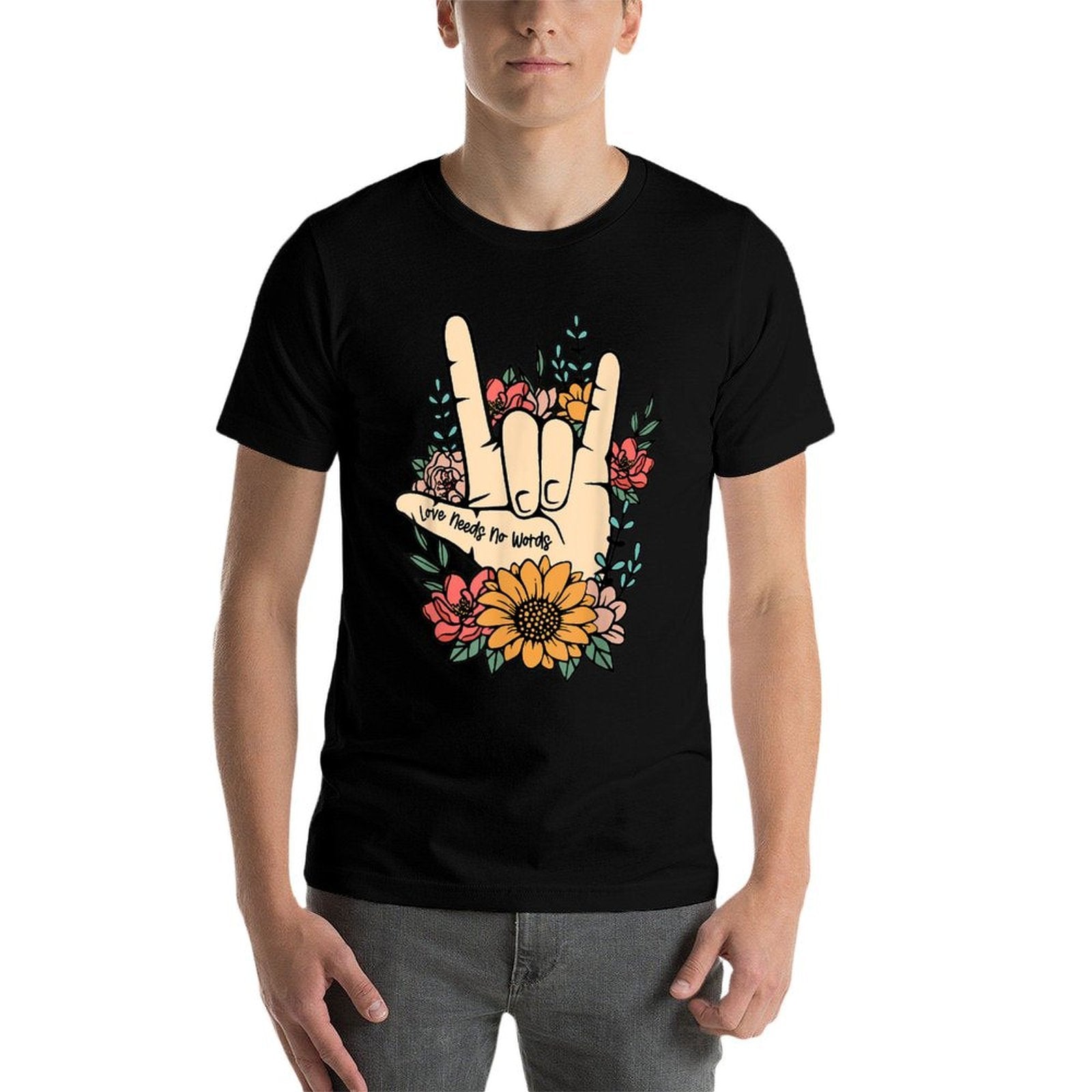 Sign Language ASL Love Needs No Words Special Education Spee  Vintage-inspired T-Shirt