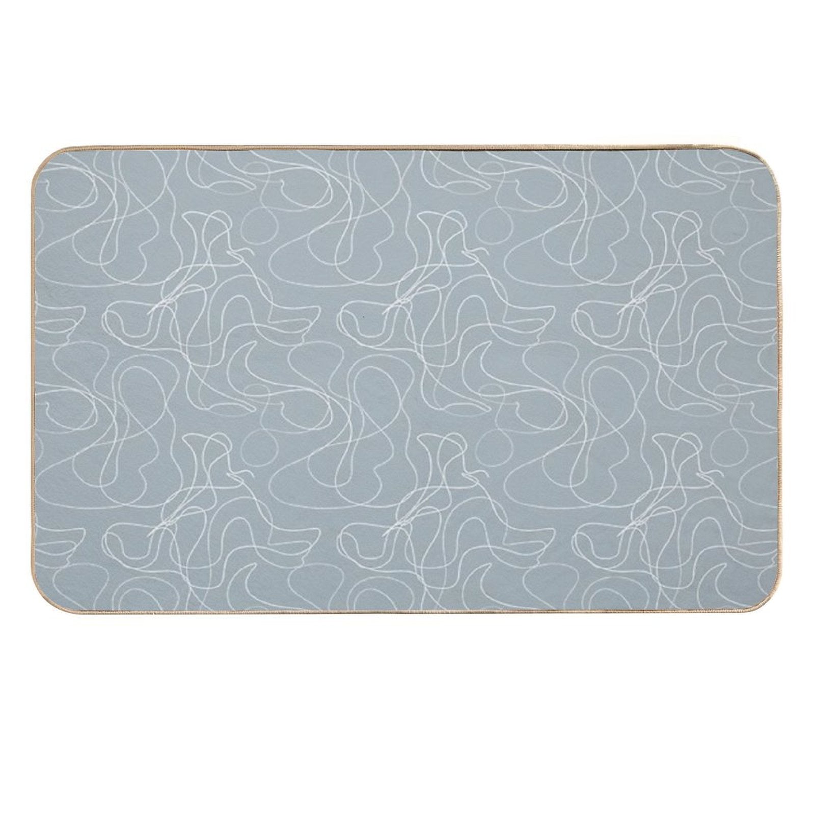 Wavy Scribbles Grey  Non-Slip Bath Mat