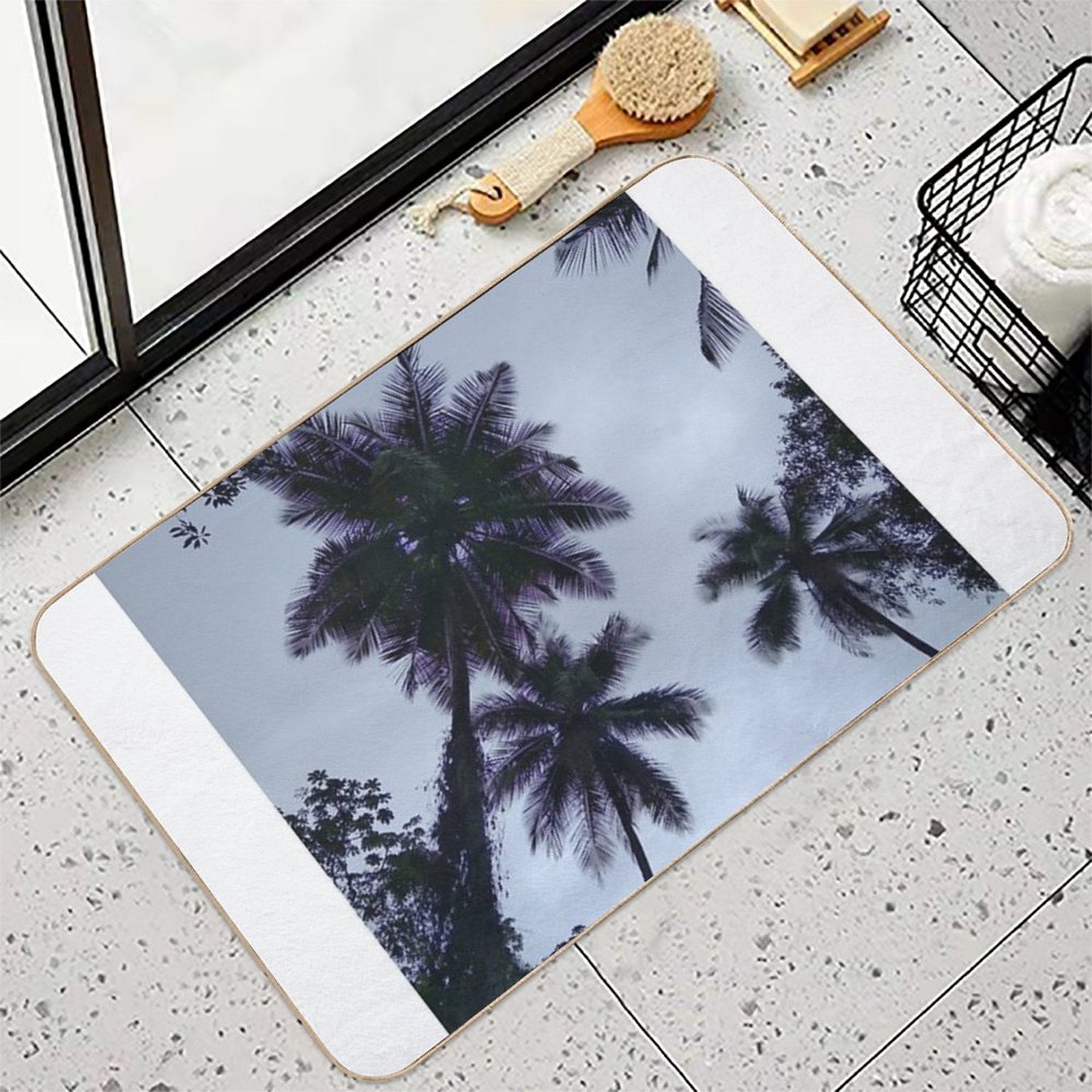 Beautiful Tall Coconut Trees on A Farm in The South of The Island St. Lucia  Absorbent Bath Mat