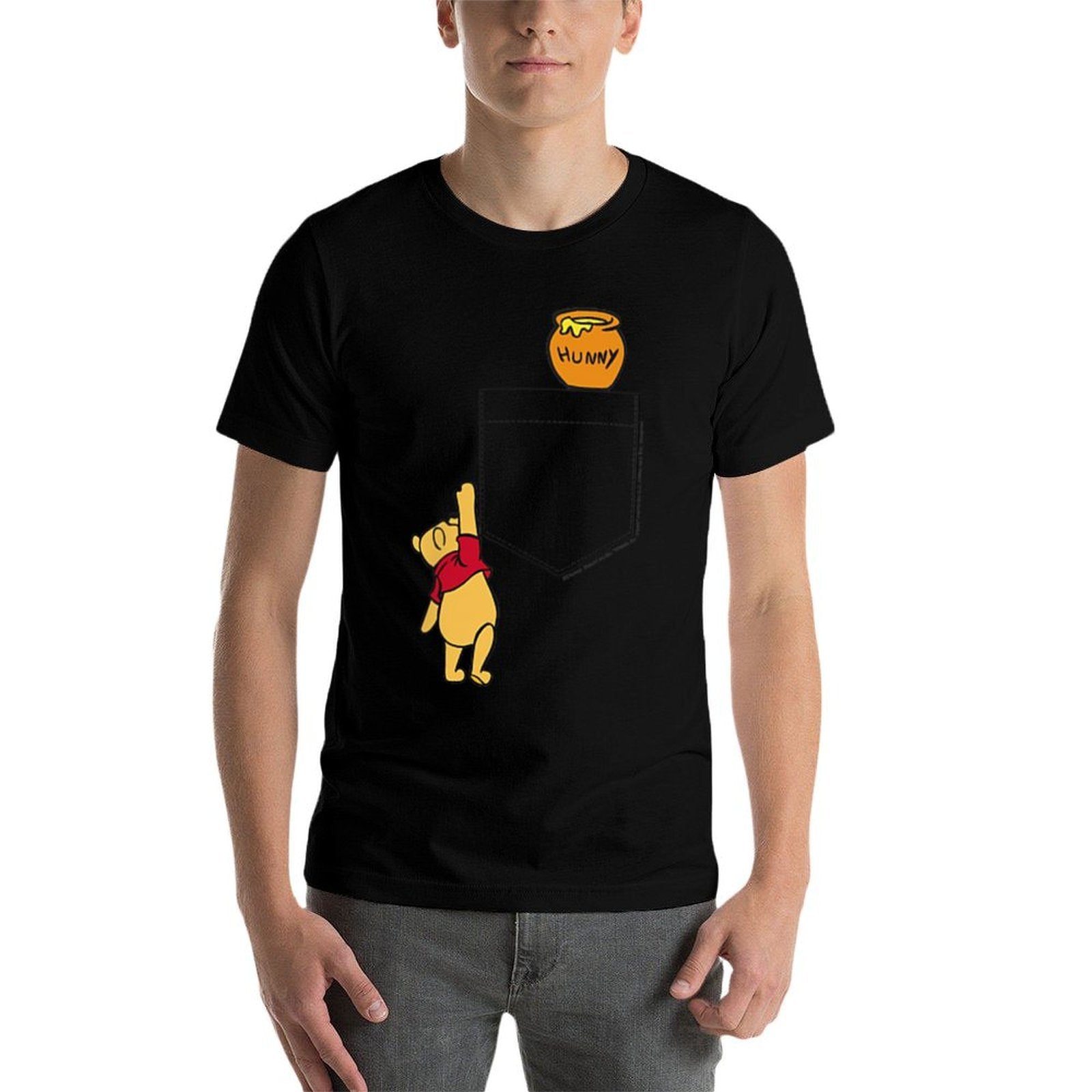 Disney Winnie The Pooh Reaching For Faux Pocket Honey  Stretchy T-Shirt