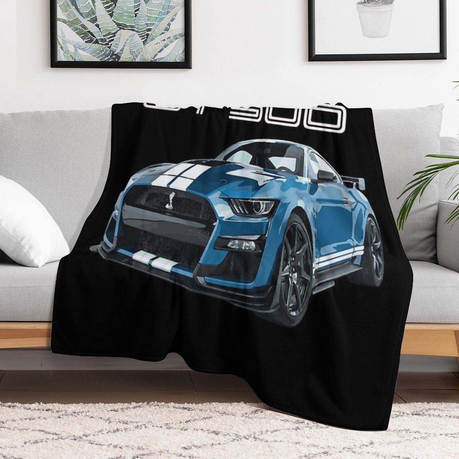 GT500 Mustang Shelby Cobra FORD PERFORMANCE BLUE Shrink-resistant Throw Blanket
