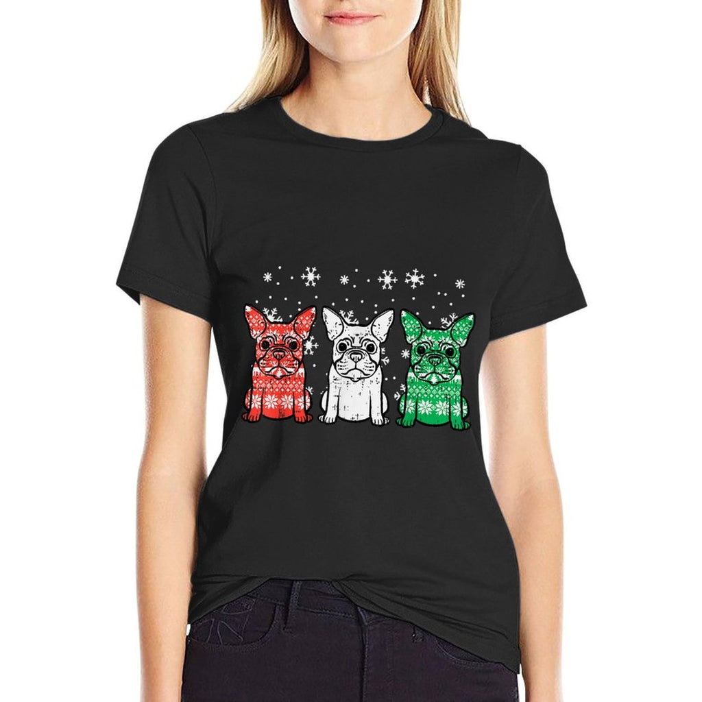 Christmas French Bulldogs Xmas Frenchie Dog Men Women Kids  Lightweight T-Shirt