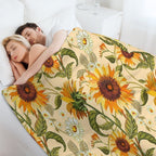 Sunflowers 70s Vintage Golden Retro Pattern, Yellow And Orange Flowers Multi-functional Throw Blanket