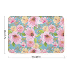 Rose And Peonies Aqua  Odorless Bath Mat