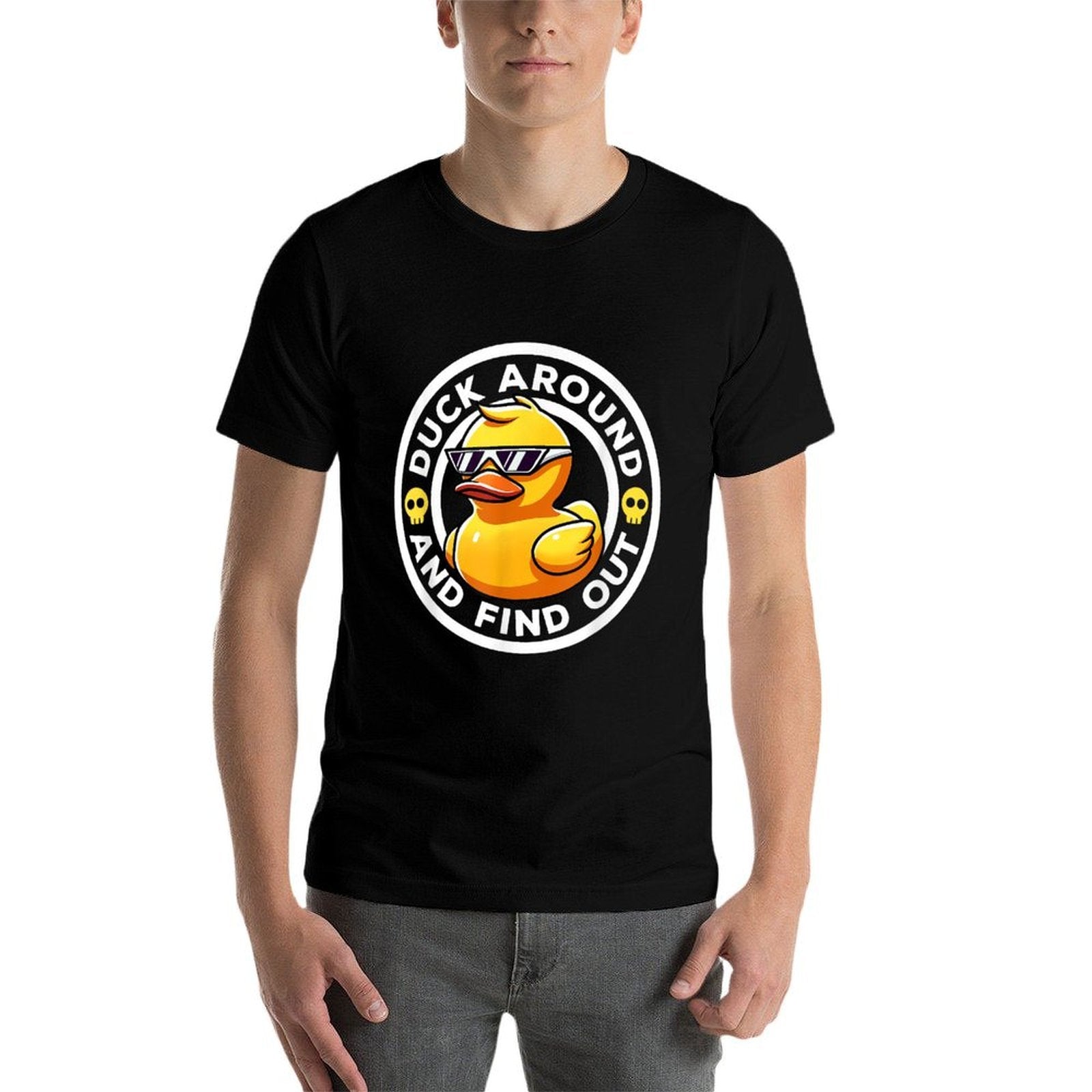 Duck Around And Find Out I Love Duck Lover Funny Rubber Duck  Rolled Sleeves T-Shirt