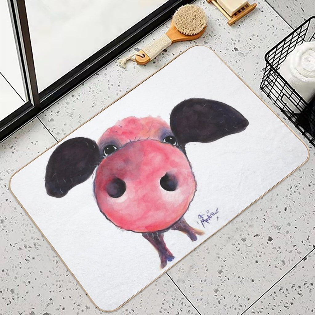 NOSEY PIG ' CLARENCE ' By Shirley MacArthur Durable Bath Mat