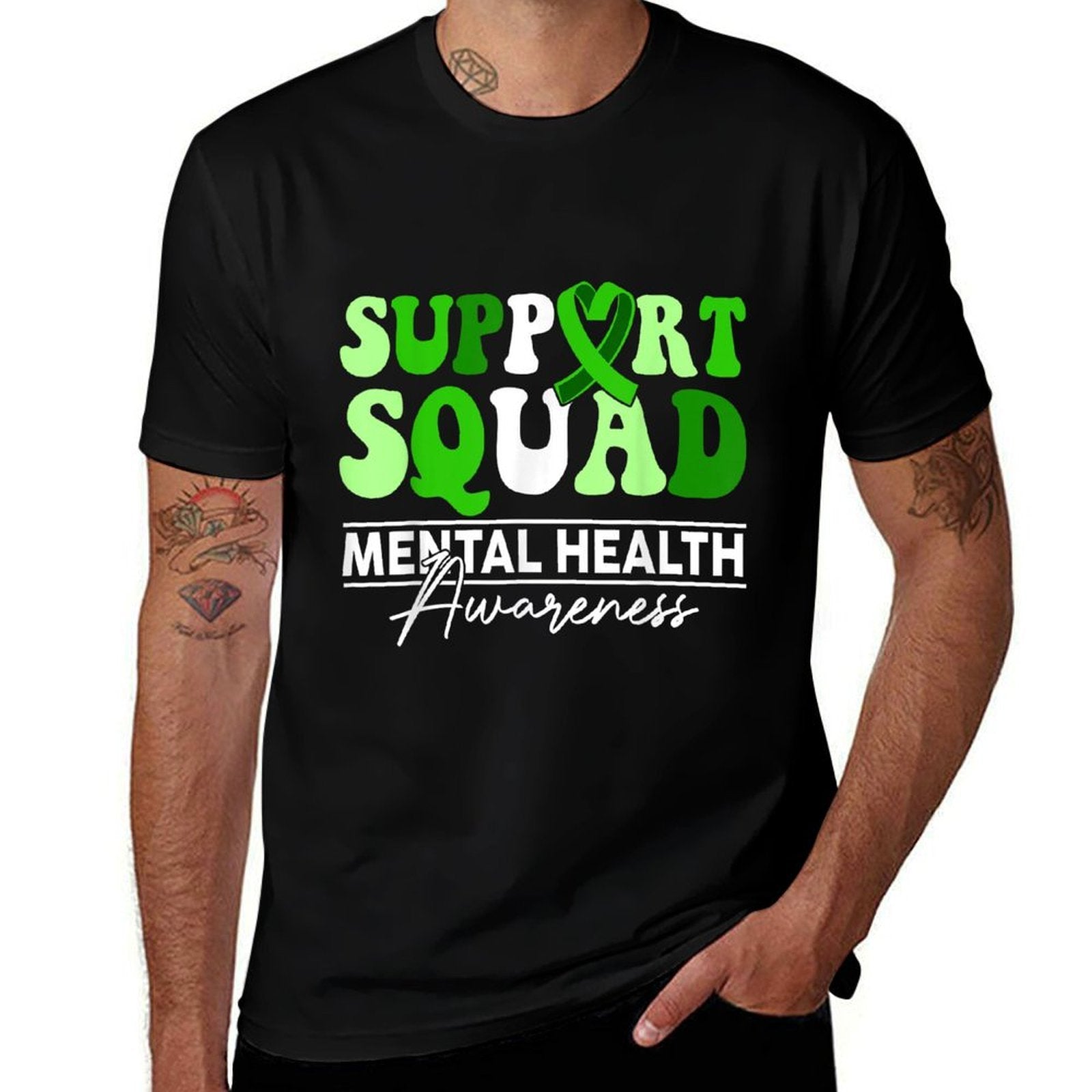 Support Squad Sunflower Hair Mental Health Awareness  Stretchy T-Shirt