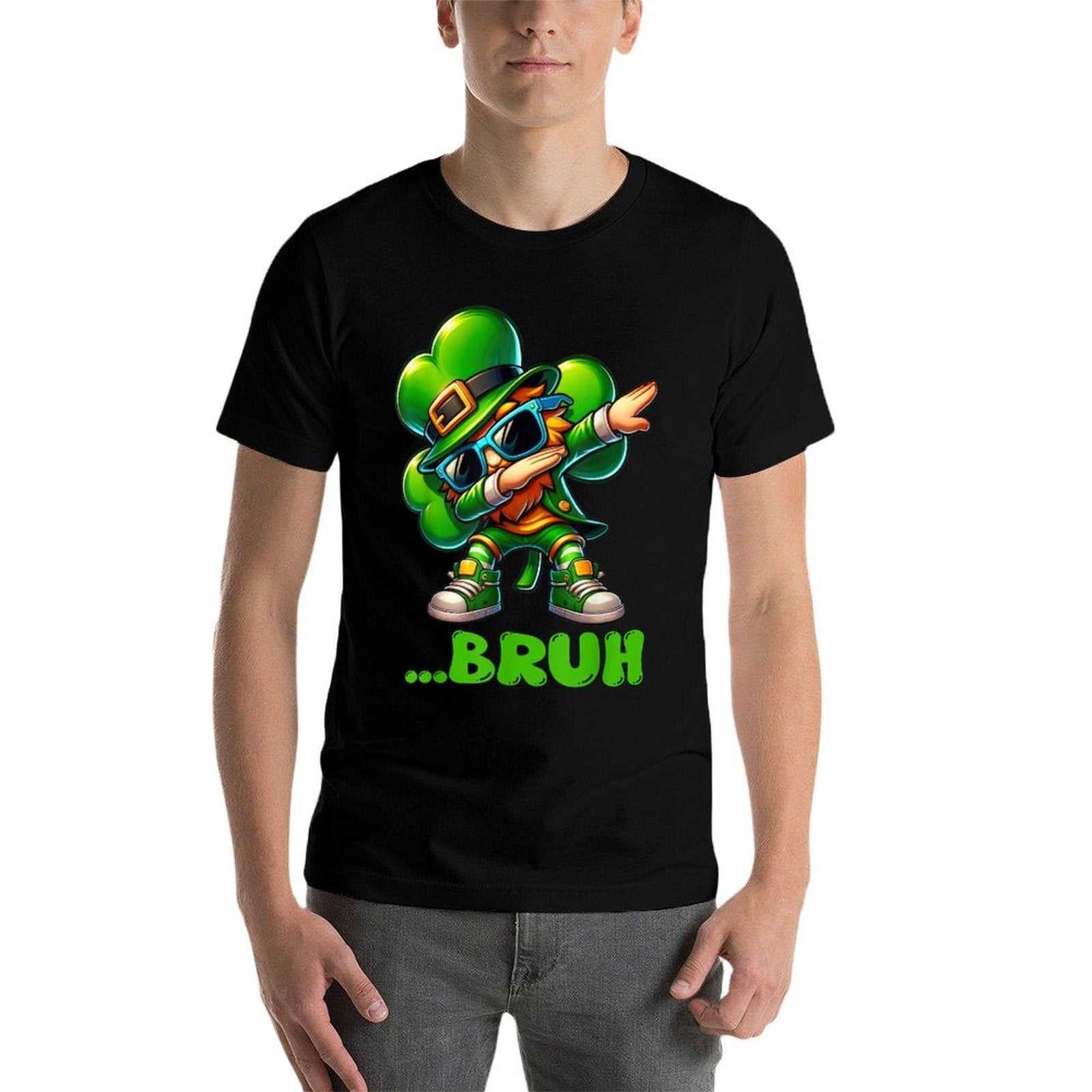 Bruh Dab Leprechaun Funny Kids Boys Mens St Patrick Day  Graphic-printed T-Shirt