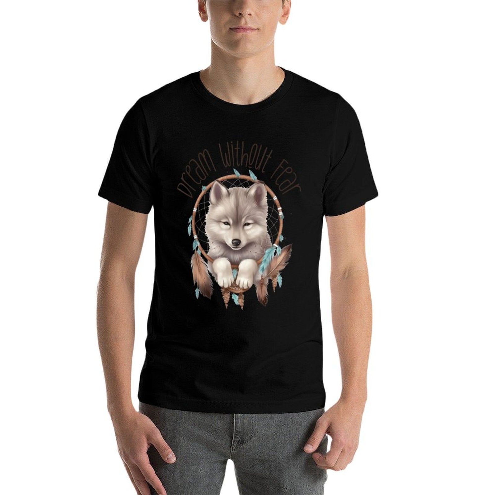 Vintage Western Dreamcatcher Wolf Graphic Design Wolf Women  Slim-fit Cut T-Shirt
