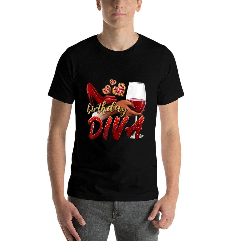 Funny Birthday Diva Happy Birthday Heels Shoes And Champagne  Odor-resistant T-Shirt