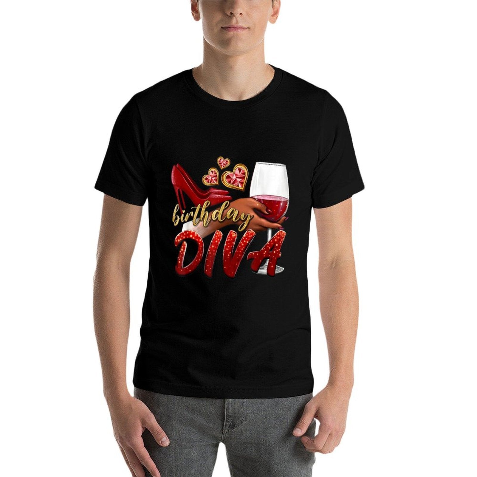 Funny Birthday Diva Happy Birthday Heels Shoes And Champagne  Odor-resistant T-Shirt