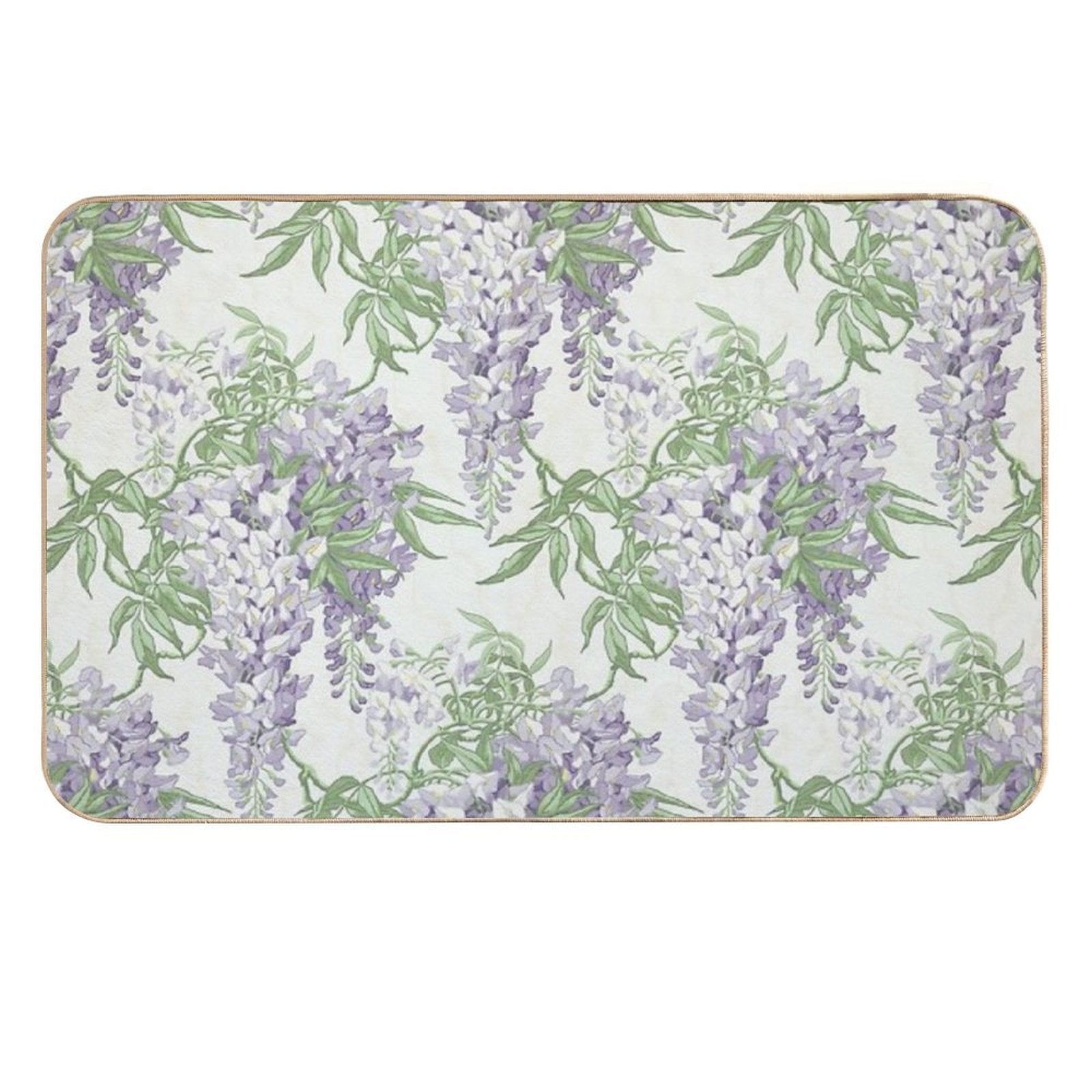 Vintage Wisteria Floral Wallpaper Print  Light Blue & Lavender Botanical Design  Repositionable Bath Mat