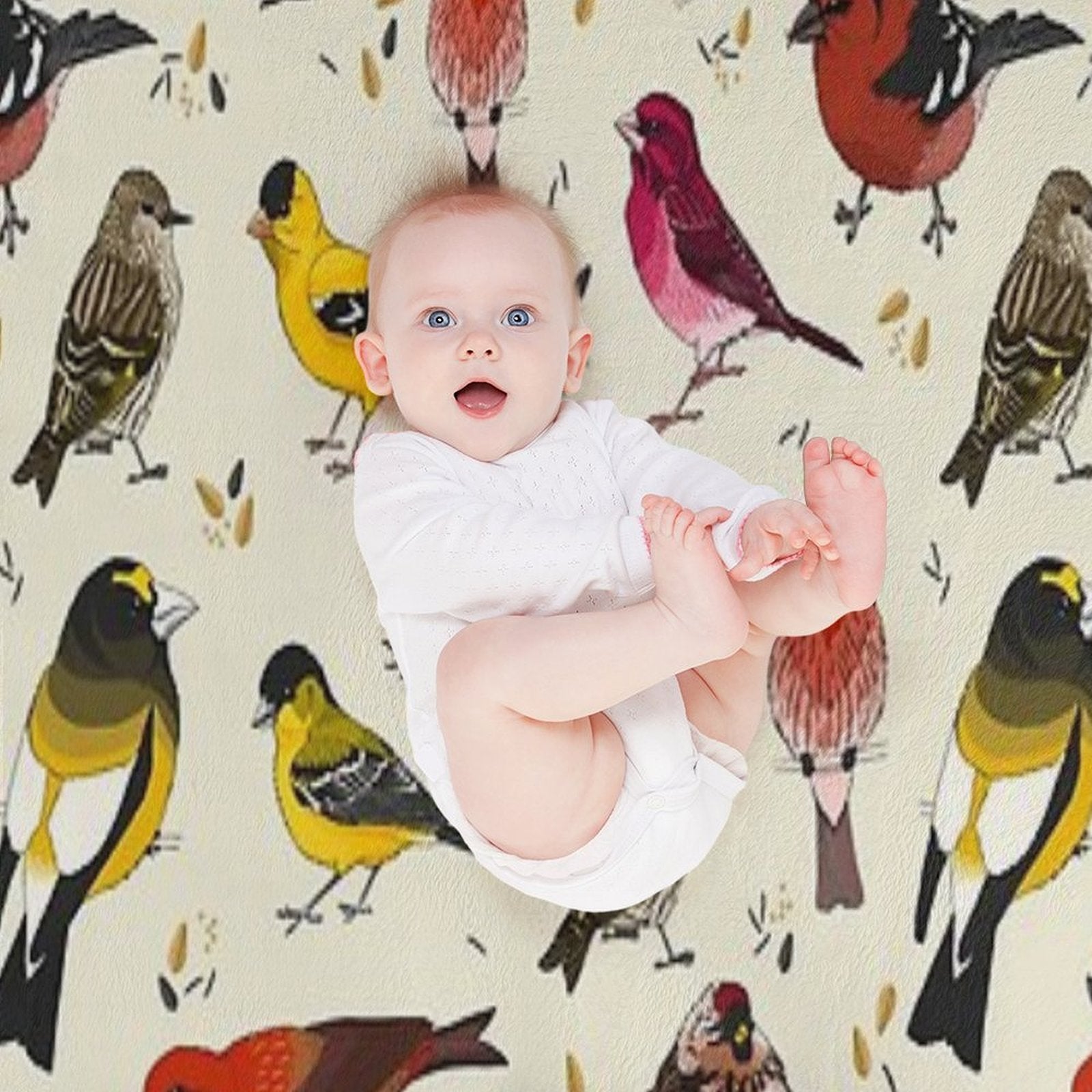 North American Finches Plush Throw Blanket