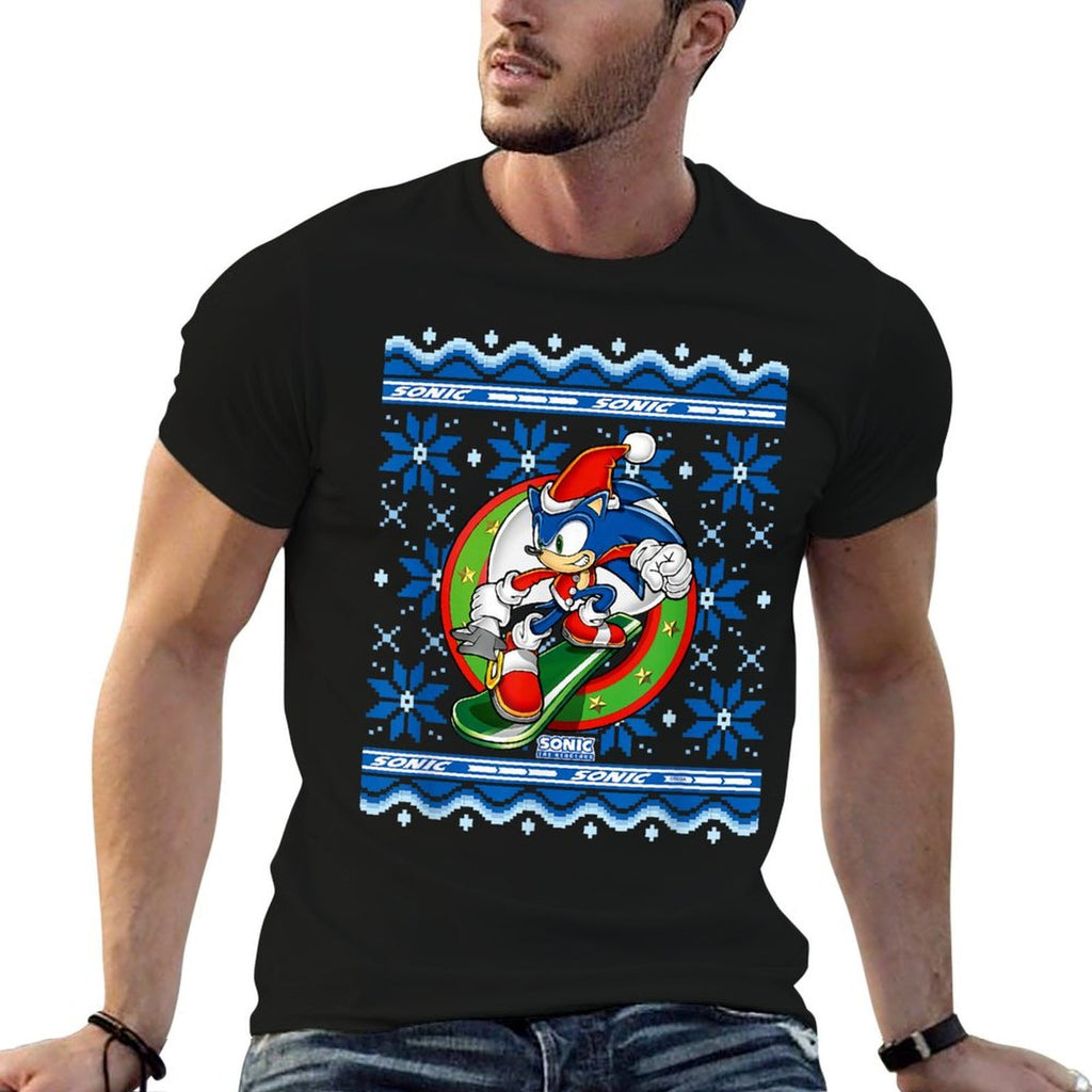 Sonic The Hedgehog Christmas Shredding Sonic Ugly Sweater  Soft T-Shirt
