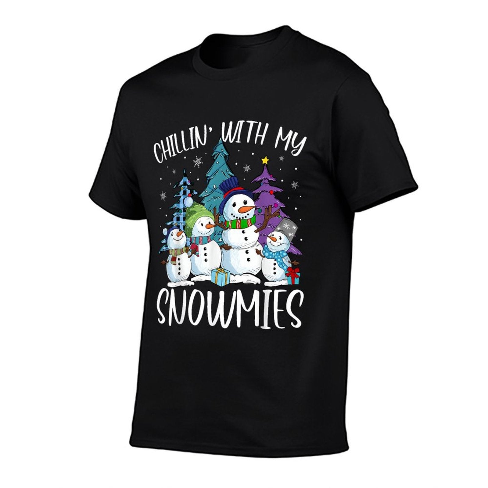 Chillin’ with My Snowmies Funny Christmas Snowman Men Women  Oversized Silhouette T-Shirt