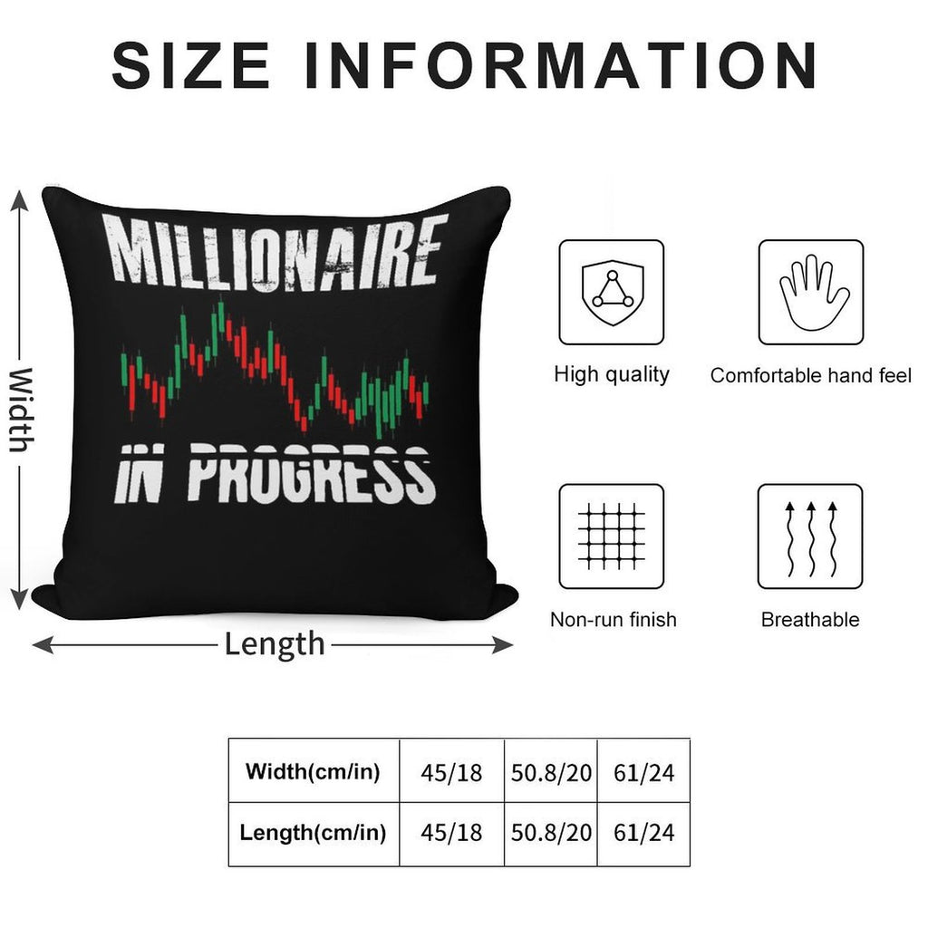 Millionaire In Progress  Daytrader Trader Trading Soft Bedroom Essential Throw Pillow