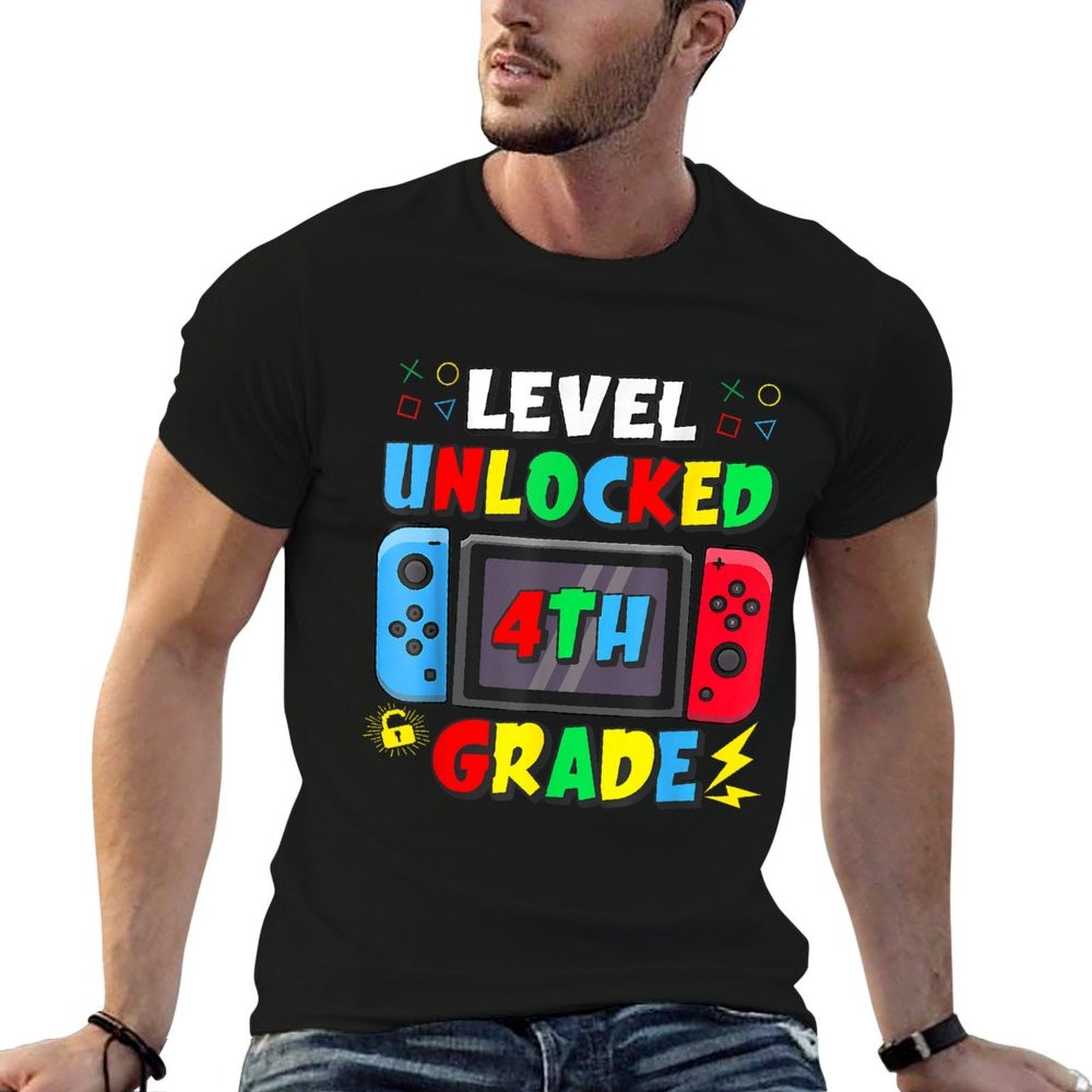 First Day Of 4th Grade Level Unlocked Game Back To School  Classic T-Shirt